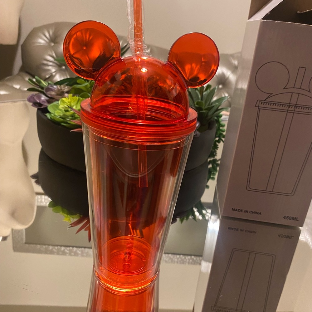 Red Mickey Mouse Tumbler with Straw
